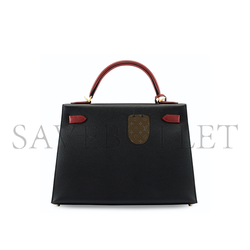 HERMÈS BLACK & ROUGE H EPSOMKELLY 28 GOLD HARDWARE (28*22*10cm) 